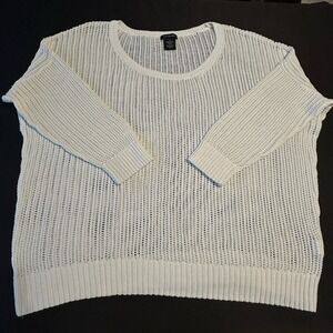Calvin Klein‎ Jeans Sweater Women Large White Pullover 3/4 Sleeves Loose Knit